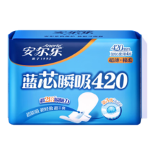概率券、plus会员：安尔乐蓝芯瞬吸卫生巾 超薄棉柔超长夜用 420mm4片装