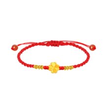 京东百亿补贴：China Gold 中国黄金 四叶草黄金手链女足金红绳手串结婚纪念