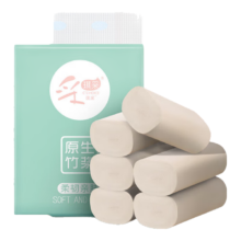 采琪采 无芯卷纸 四层加厚原生竹浆卷筒纸 1提*6卷
