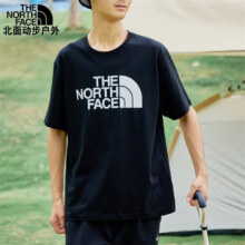 The North Face北面短袖男女同款春夏新款运动户外印花透气纯棉情侣半袖T恤|86PS 24循环款/黑色/86PS-JK3 S