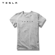 TESLA 特斯拉 T恤休闲特斯拉logo立体字母标识女款短袖时尚百搭 灰色 M码