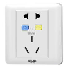 DELIXI 德力西 开关插座面板 86型漏电保护三孔 16A