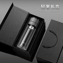 ONEDAY 玻璃杯茶水分离男款士生一键开盖车载高档双层2024新款杯子泡茶杯 - 绅士灰
