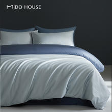 MIDO HOUSE 铭都家居 铭都100支新疆长绒棉四件套100%纯棉 云水蓝配青石蓝 1.5/1.8m （200*230cm）