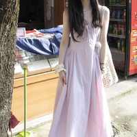 SLY TRO 清仓特价 爱依服同款温柔风紫色褶皱吊带连衣裙
