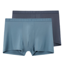 Schiesser德国舒雅男士内裤男3A抑菌60S冰丝无痕短裤平角裤2条装E5/19257T 【抑菌升级款】宝蓝+银灰 XXL