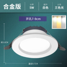祎琳（yilin）筒灯嵌入式led天花灯开孔7.5cm家用客厅5W三色简灯吊顶射灯牛眼灯 无频闪5W三色【锌铁合金】孔7-8