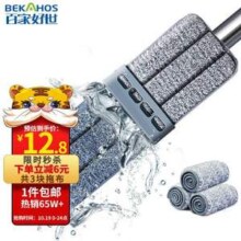百家好世 免手洗平板拖把+3块原装布