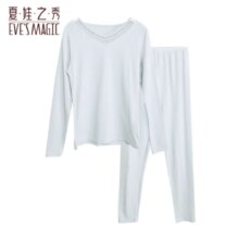 PLUS会员：夏.娃.之.秀 棉毛衫套装 冬季长袖蕾丝套装 J7011 三色