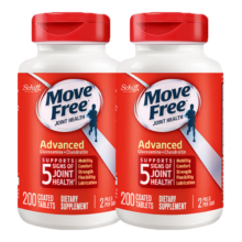 京东百亿补贴:movefree益节氨糖软骨素钙片美国原装 红瓶 200粒*2瓶