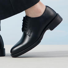 SKECHERS 斯凯奇 男鞋绑带皮鞋德比鞋休闲鞋商务工作鞋200125-BLK