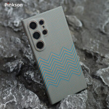Pinkson三星S24手机壳Ultra保护套凯夫拉芳纶纤维碳纤维超薄创意全包磨砂硬壳防摔轻薄配件简约高档商务新 【钛金/波浪纹】1500D芳纶 【三星S24 Ultra】