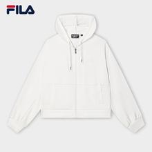 FILA 斐乐 官方女士针织连帽外套2024秋新款休闲简约拼接宽松上衣