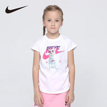 NIKE 耐克 小童装女童萌宠短袖T恤夏季儿童休闲上衣 纯白色 120(6)