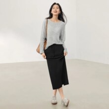 27日10点：DUIBAI 对白 宽松轻薄镂空杂色分割线条针织衫