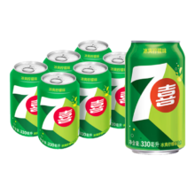 百事可乐 7喜 七喜7up 柠檬味 碳酸饮料 330ml*6听 百事出品