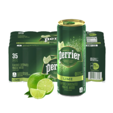 京东百亿补贴，plus会员:巴黎水（Perrier ）法国原装进口 青柠味气泡矿泉水 250ml*30罐 整箱装