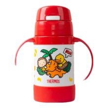 膳魔师（THERMOS）儿童水杯316L保温杯带把手夏季宝宝双盖吸管杯水杯组合幼儿园学生 TCKK红恐龙+BBSA粉草莓