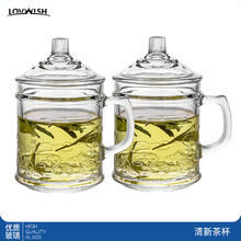 LOVWISH 乐唯诗 带盖泡茶杯无铅玻璃把手水杯