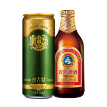 TSINGTAO 青岛啤酒 奥古特 330ml24听+青岛小棕金 296ml24瓶 赠全麦白啤330ml*12罐