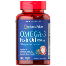 【刘国正冠军推荐】普丽普莱Puritan's Pride 深海鱼油软胶囊1000mg*100粒 omega-3 含EPA和DHA  美国进口