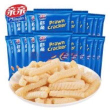 PLUS：亲亲 非油炸鲜虾条 原味+烧烤味18g*20包 休闲膨化零食大礼包