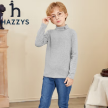 PLUS会员！HAZZYS 哈吉斯 男女童纯色半高领打底衫