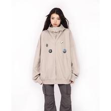 4cm 简约百搭徽章DIY装饰连帽派克服外套男女秋季vintage纯色拼接夹克