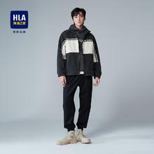 HLA 海澜之家 夹克男立领保暖厚实色块仿羊羔毛外套男HWJAD4U172A 深灰镶拼H2 180/96A XL推荐151~164斤