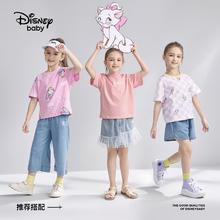 Disney baby 迪士尼女童短袖t恤2024夏新款儿童半袖