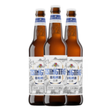 赠汉斯小木屋菠萝啤 330mL*12罐！TSINGTAO 青岛啤酒 全麦白啤10度 500mL 12瓶