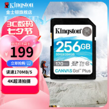 金士顿（Kingston）SD存储卡 U3  V30  4K高速相机单反微单内存卡  class10 SDG3/256G【读速170M/S 丨4K超清】