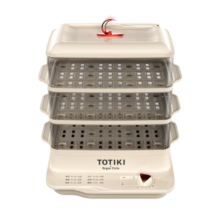 拓几（TOTIKI）电蒸锅多用途锅家用多功能锅电蒸箱蒸煮锅电蒸笼蒸汽锅大容量蒸鱼蒸包子锅早餐机 【22.5L】机械款奶油黄三层蒸笼 22.5L
