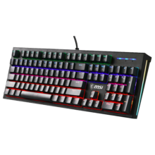 微星（MSI）GK50Z 机械键盘 青轴 RGB光效 有线 游戏电竞办公键盘 104键 吃鸡键盘 黑色