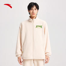 ANTA 安踏 奥特莱斯厚款加绒外套男冬季立领开衫运动夹克卫衣美式复古