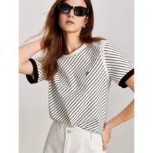 ELLE 她 撞色条纹短袖 ET4787613