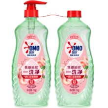 PLUS会员：OMO 奥妙 酵素餐具净洗洁精 白桃洋甘菊 1kg*2瓶(含替补装)＋赠送京东家政 2小时服务卡*1份