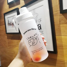 景盏 水杯随行杯创意个性潮流少女心网红磨砂杯吸管水杯女可爱便携 500ml 开心小猪 PC杯