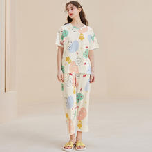 FENTENG 芬腾 短袖女夏季纯棉薄款可爱卡通宽松夏天少女大码全棉家居服套装