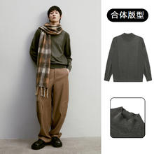 GXG 男装经典绿色中高领毛衫2022年冬季新品