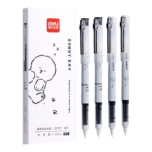 得力(deli) 直液笔速干笔签字笔 0.5mm 黑色4支/盒 学生文具 SF127