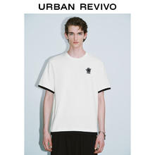 URBAN REVIVO UR2024夏季新款男装趣味卡通撞色章仔棉质短袖T恤UMV440098 本白 S