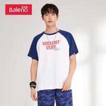 百亿补贴：Baleno 班尼路 夏季潮流印花宽松装男女同款字母t恤打底衫男短袖