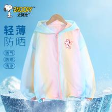 SNOOPY 史努比 儿童皮肤衣外套男女童夏季防阳光炫彩皮肤衣2024夏装上衣童装 粉 回头贝儿X 120