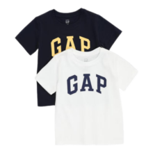 Gap男女幼童2024春季新款纯棉字母logo短袖T恤儿童装两件装404338 蓝白组合 110cm(4-5岁)亚洲尺码