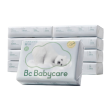 bc babycare熊柔巾 超柔婴儿云柔巾纸巾新生儿宝宝保湿柔纸巾 乳霜抽纸巾 3层 80抽 8包 【便携推荐】