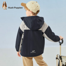 暇步士（Hush Puppies）童装儿童冬季男女大童三防透湿舒适时尚质感风衣厚外套 藏蓝A款 105cm