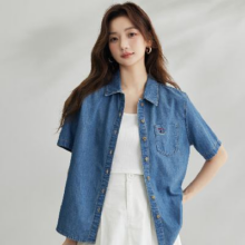 INMAN 茵曼 女士绣花牛仔衬衣 18424809HM225