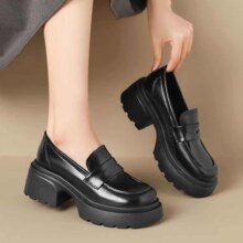 ZHR  厚底增高（6.5cm）乐福鞋 小皮鞋（黑白双色）