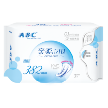 概率券、需首购、plus会员：ABC卫生巾 亲肤立围加长甜睡夜用 382mm*3片